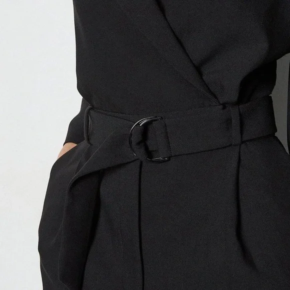 Karen Millen Tailored Black Belted Jumpsuit | Blazer Style | Elegant Workwear - Picture 3 of 10